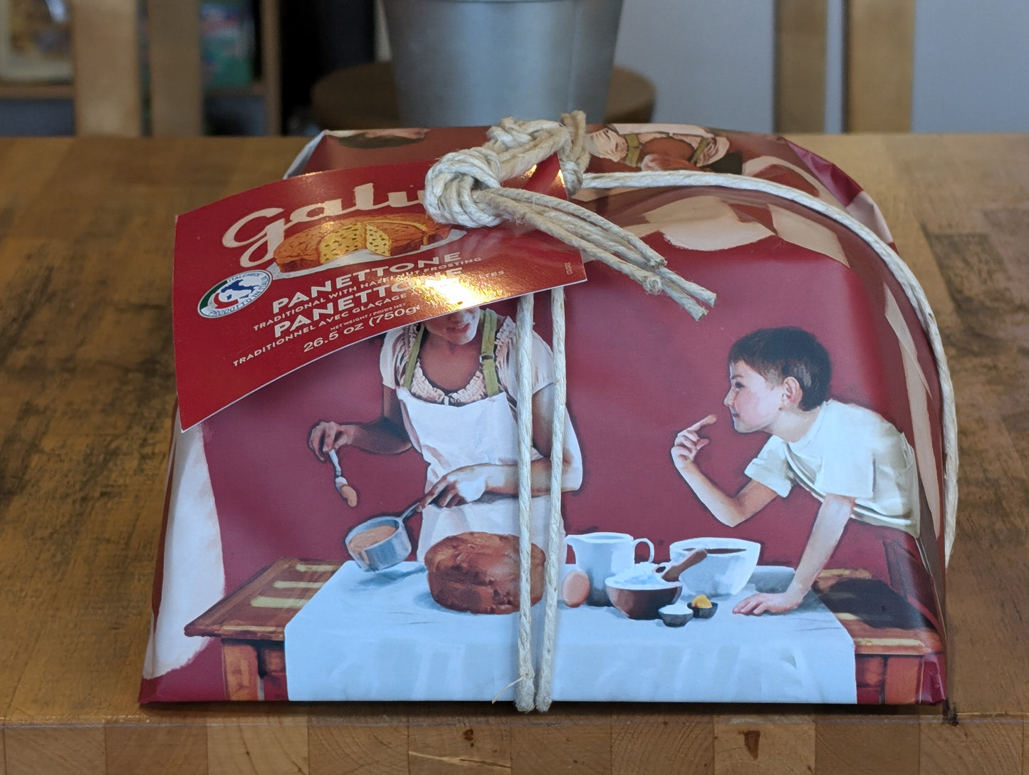 Gallup Panettone is a typical cake from Milano stuffed with raisins and candied fruits with a glaze of sugar and Piemonte hazelnuts and almonds